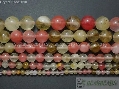 $2.46 • Buy Natural Watermelon Quartz Tourmaline Gemstone Round Beads 4mm 6mm 8mm 10m 15.5 