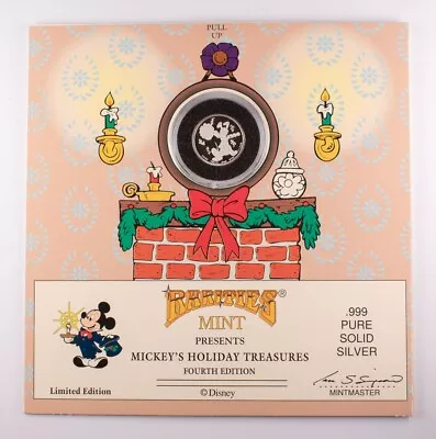 1989 Disney Mickey's Holiday Treasures 4th Ed. .999 Silver Round Rarities Mint  • $60
