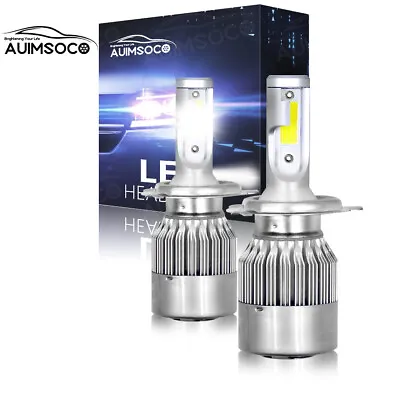 1 Pair 9003/H4 LED Headlight Combo Kit 6000K High Beam Light Cool White With Fan • $22.49