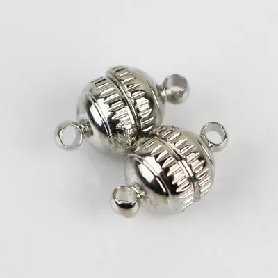 10pcs 8mm Round Ball Strong Magnetic Clasps Necklace Bracelet Connectors CP246 • $10.99