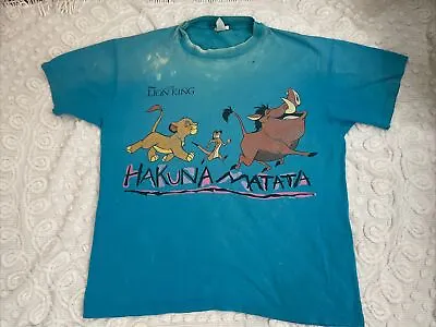 Vintage 1994 Disney The Lion King Graphic T-Shirt  Men’s Large Thrashed • $45