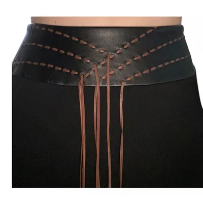 $19.99 • Buy Vakko New York Genuine Leather Fringe Trim Skirt-NWOT - Size 6 -CLOSET CLOSEOUT