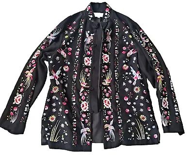 Gorgeous Pearl River Vntg Chinese Hand Embroidered  100% Silk Jacket Sz XL • $79.99