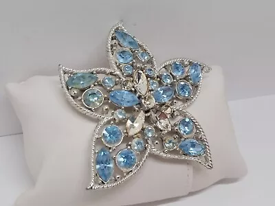 Vintage Sarah Coventry Silver-tone Blue Rhinestone Star Brooch • $4.99