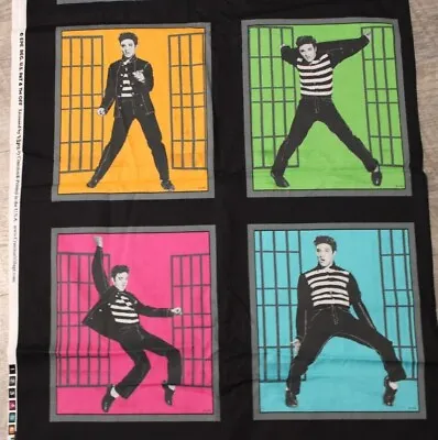 Young Elvis Presley Rock & Roll Dancing Block Panel Cotton Fabric Vibrant-CHOICE • $5.25