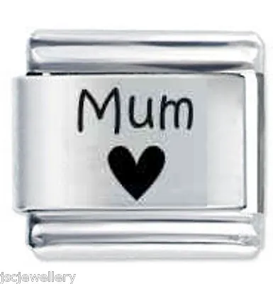 Daisy Charm - MUM Heart * Stainless Steel Compatible With Italian Charm Bracelet • £4.45