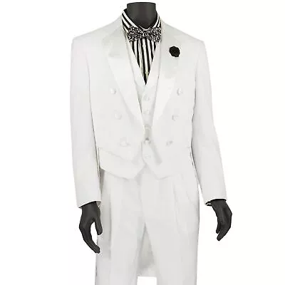 BIG & TALL Men's White Formal Classic Fit Tailcoat Tuxedo Suit W/ White Vest NWT • $140