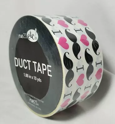 Rue 21 Etc! Duct Tape ~ PINK HEARTS & MUSTACHES ~ 1.88  X 10 Yds ~ New/Sealed  • $11.98