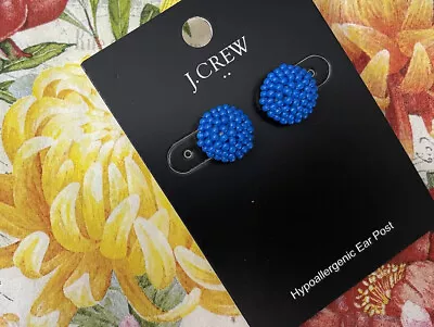J.Crew Factory SEED BEAD STUD EARRINGS! Sold Out! New$24.50 Nwt Brilliant Cobalt • $23.50
