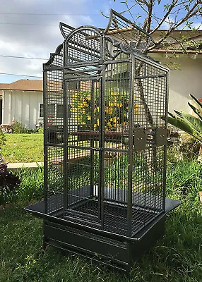 Large Stylish Open Dome Play-Top Perch Stand Parrot Macaw Cockatoo Rolling Cage • $199.45