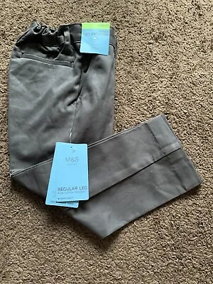 BNWT M&S Boys Age 2-3 Years Grey Pure Cotton School Trousers With Flexi Waist • £6.99