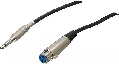 1m Female XLR To Mono Jack Plug Cable. 3 Pin Microphone To Amp Lead. 6.35mm 1/4  • £6.62