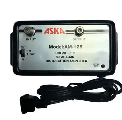 ASKA AM-125 25 DB Distribution Amplifier UHF/VHF/FM Booster • $19.95