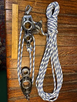 New Garhauer Snap Shackle 4:1 Mainsheet Vang W/40' Line 2400 Lb Swl (2 Avail) • $239