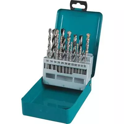 (18-Piece) Makita Drill Bit Set Metal Wood Masonry Straight Shank • $31.96