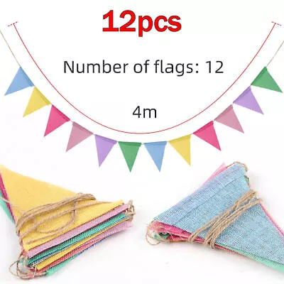 12 Flag Bunting Banner Birthday Party Wedding Garden Outdoor Festival Waterproof • £1.04