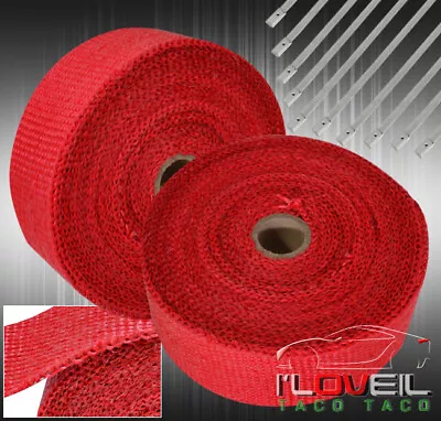 30Ft Header Turbo Manifold Insulation Heat Wrap Cover + Zip Ties Set Red • $36.99