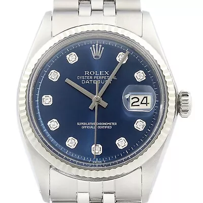$1999 • Buy USEDFOR Rolex Datejust 41mm 126334 18K Fluted Blue Diamond Dial Jubilee Bracelet
