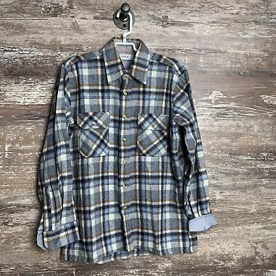 Vintage Men’s Plaid Button Up Long Sleeve Wool Work Shirt Size Medium Hong Kong • $23.95