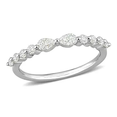 AMOUR 5/8 CT DEW Created Moissanite Semi-eternity Ring In Sterling Silver • $95.69