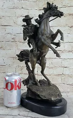 100% Pure Bronze Metal Cowboy On Bucking Horse Country Western Sculpture Statue • $234.50