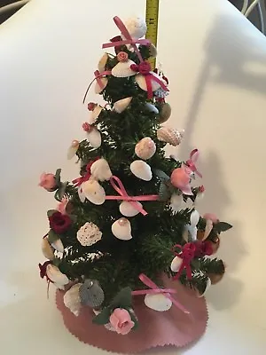 Sea Shell Themed Miniature Christmas Tree Hand Crafted.  Rose & Pink & White • $10.99