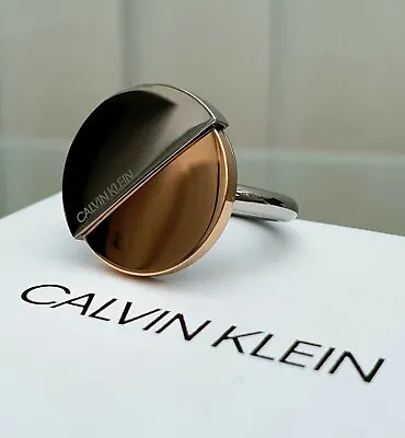 Authentic CALVIN KLEIN Ladies Ring Silver & Rose Gold Tone RRP £69 NEW Boxed (J1 • £42.99