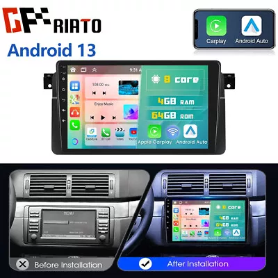 4+64GB Andriod 13 Car Radio For BMW E46 1998-2006 Apple Carplay Touch Screen GPS • $169.99