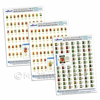 Dolls House Miniature Complete Seed Packet Collection - 3 X A4 Value Sheets • £25