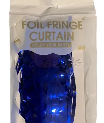 Metallic Blue Foil Fringe Curtain Backdrop Party Decor • $8.89