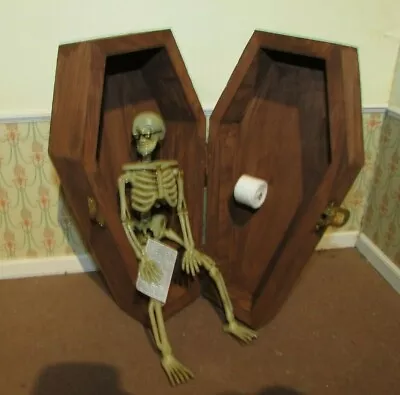 Dollhouse Miniature Halloween Skeleton In Coffin As Out House - Ooak • $25