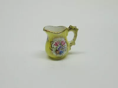 Dollhouse Miniature Artisan Beate Hand Painted Porcelain Pitcher Yellow SALE • $15.99