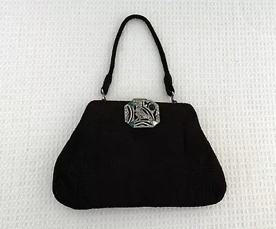 Antique Petit Art Deco Black Evening Bag Circa 1920s-30s • $9.99