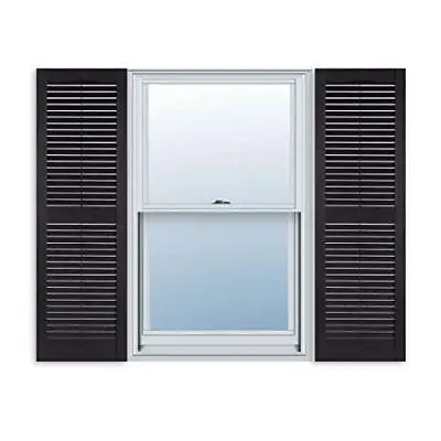 15 Inch X 71 Inch Standard Louver Exterior Vinyl Window Shutters Black Pair • $92.47