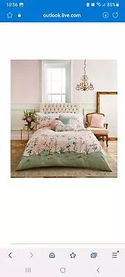 Laura Ashley Rose Pink Green Eglantine King Size Bedset With 4 Pillowcases • £20