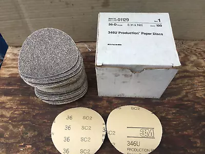 Box Of 96 New 5  36 Grit Abrasive Sanding Discs 346U 100 Sandpaper • $20