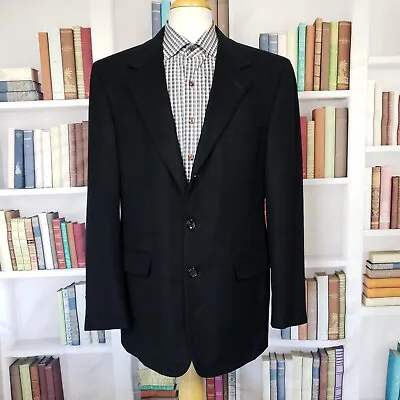 Bill Blass USA Vintage Cashmere Blazer Men Size 42L Black Three Button Ventless • $29.99