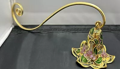 Cloisonné Enamel Hummingbird Floral Pointsettia Gold Brass Hinged Candle Snuffer • $12.74