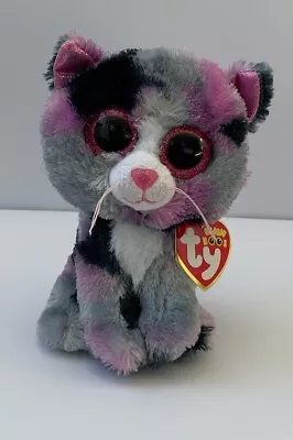 Ty Beanie Boo As New (NWT) - Lindi The Pink Purple And Grey Cat - 15cm 6in  • $15