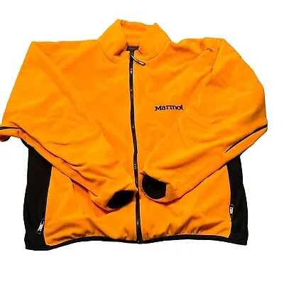 Marmot Jacket Mens Medium Orange Fleece Full Zip Vented Outdoor Hiking Hunt • $17.49