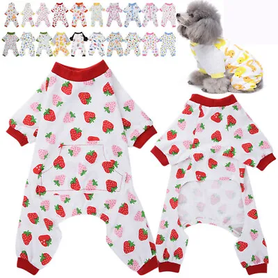 £5.66 • Buy Pet Dog Cat Pajamas Soft Clothes Apparel Cute Puppy Shirt Jumpsuit Sleepwear UK
