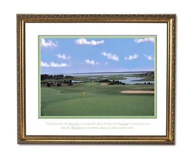 Golf Ocean Green Motivational Wall Picture Gold Framed Art Print • $77.95