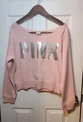 Victoria's Secret PINK Cropped Sweatshirt Pink Logo Large • $18