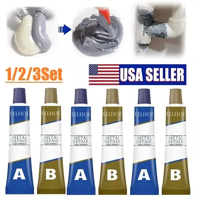 3× Industrial Metal Repair Paste Glue Heat Resistance Cold Weld Adhesive A&B Gel • $12.46