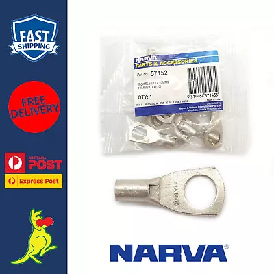 Narva Cable Lug 8 B&S / 8AWG Lugs With 10mm Stud Pack Of 10 Narva Battery Lugs • $24.99