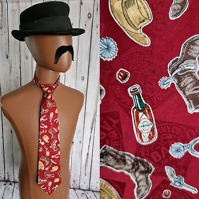 TOBASCO Cowboy Theme TIE Red SILK Novelty Food Spicy AD57 • £13