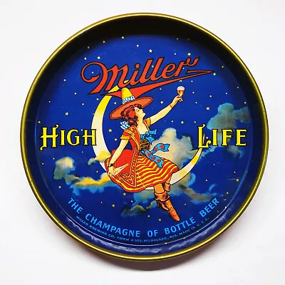Miller High Life Vintage 12  Metal Beer Tray “Girl On The Moon” Great Condition • $55