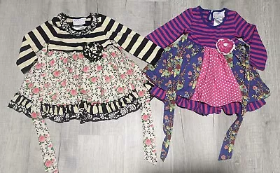 Lot Of 2 Girls Matilda Jane Serendipity Dress Long Sleeve Ruffle Floral Sz 2T • $24.99