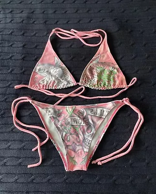 Ed Hardy Christian Audigier Bikini Set Size L Pink • £75