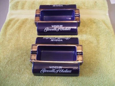 £5.95 • Buy 2 X Stowells Of Chelsea Wine Merchants Blue Ceramic Ashtrays G.C.